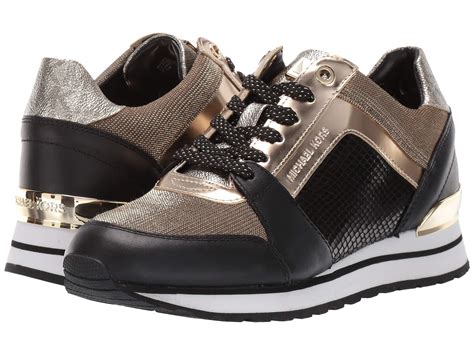 michael kors jaden sneakers black gold|Michael Kors women's gold shoes.